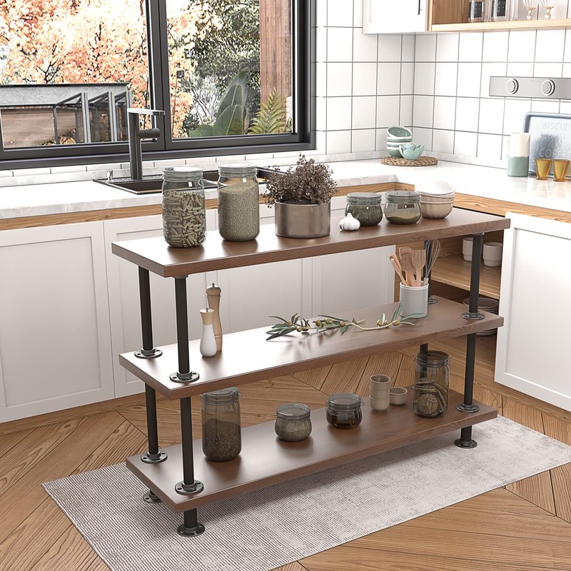 MUZIK 3-Tier Industrial Pipe Table Leg Set, Iron Base Legs