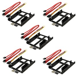 Rhomb UTECH Mounting Frame for 2x 2.5 inch HDD/SSD to 3.5 inch, Metal, Very Stable, Optimized for SSD, Support Rails with 12 x Mounting Screws