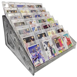 ANIXITECH 7 Tier 12" Magnetic Card Holder Stadium Displays, Clear Trading Card Display Stand, Acrylic Card Organizer Stand for Display, Display Rack for One Touch, Game Cards, Sports Cards (Black)