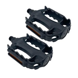 ANDINUS Reinforced Polymer Bicycle Pedals, Compatible with Standard Thread 9/16 Inch, Cage Design with Ball Bearings, Sturdy and Light, 110 x 80 mm, Black