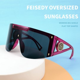 FEISEDY One Piece Oversized Sunglasses for Men Women Big Shades Wrap Shield Sunglasses for Cycling Driving Vacation B4027