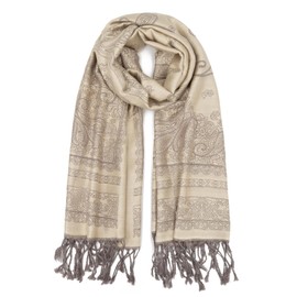 Women Paisley Scarf,Ciormis Fringed Paisley Pashmina Shawls and Wraps for Women Formal Dress(CA-Beige&Camel)
