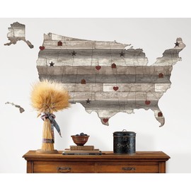 Wall Pops DWPK2178 Country Living US Map Decal, Brown