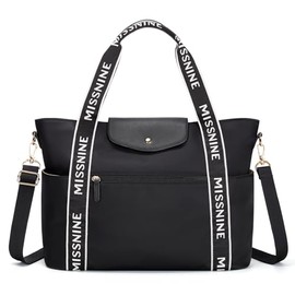 Missnine Tote Bag 15.6 Inch Laptop Bags Lightweight Work Bags for Women Large Capacity Computer Bags for Office Travel, black