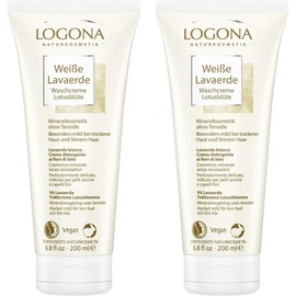 Logona Natural White Clay Wash Cream 200ml Set of 2 Vegan Natural Lavender Moisturizing Full Body Cleanser / 로고나 내추럴 화이트클레이 워시크림 200ml 2개세트 비건 천연 라벤더 보습 전신 클렌저