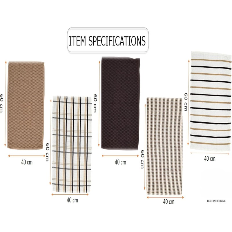 BLOOM BLENDS Pack of 5 Terry Cotton Kitchen Tea Towels