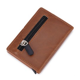 WITFAMILY Men's Wallet, Small Mini Purse, RFID Protected Card Sleeves, Brown Card Case, Unisex, Carry Bag for Bank Cards, Cards Wallet, Yellow-Brown, Modern