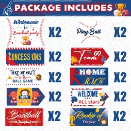 Hooqict 20 Pieces Baseball Party Sign Baseball Party Decorations Welcome to Baseball Party Directional Signs for Sports Themed Birthday Party Decorations Baseball Concession Stand Party Supplies