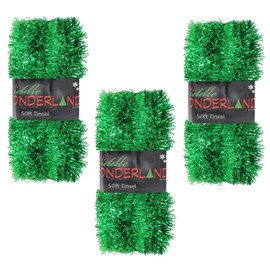 Widdle Wonderland Christmas Tree Tinsel 3 packs of 50ft x 3cm GREAT VALUE - Green