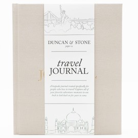 DUNCAN & STONE PAPER CO. Travel Journal for Women, Men (Sand, 110 Pages) – Adventure Journal to Record Trip Memories – Premium Travel Diary Journal - Travel Notebook Journal