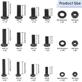 TRUEIN M3 M4 M5 Self-Tapping Screws, 801 Pieces Cross Head Screws Nuts Assortment Kit Flat Head Screws and Nuts Washers Set with Screwdriver for Home Use