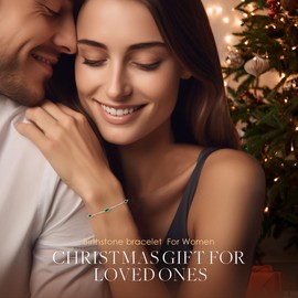 CDE Birthstone Bracelet for Women 925 Sterling Silver Charm Link Evil Eye Gothic Black Angle Eye Bracelet with Cubic Zirconia Anniversary Birthday Christmas Jewelry Gifts for Women Wife Girlfriend Her