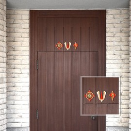 Shubh Labh Shankh Chakra of Lord Vishnu Tirupati Balaji Tilak Rangoli Sticker for Wall Handcrafted Door Puja Mandir Temple for Indian Traditional Festival New Year Home Decor(Size :-4" Each.)