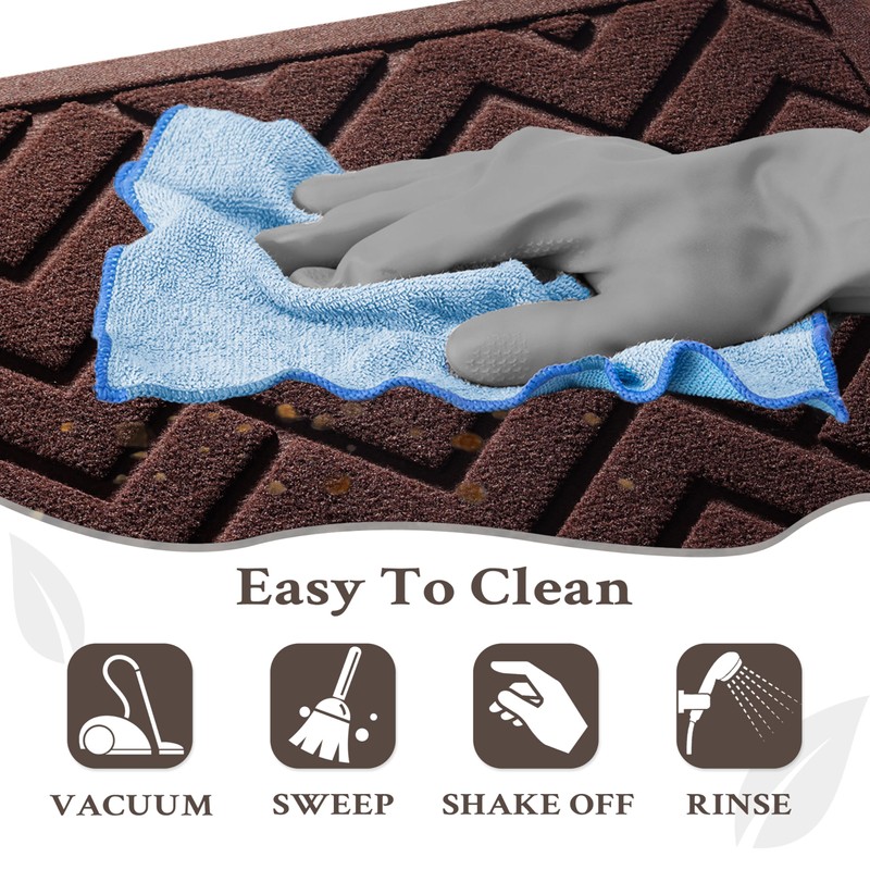 VivaNest Coffee Brown Geometry Outdoor Indoor Entrance Doormats, Absorbent Durable