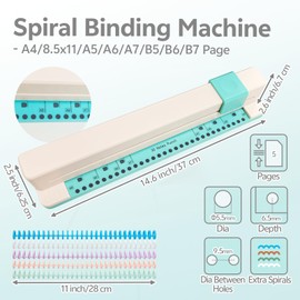 30 Hole Punch Binding Machine Heavy Duty Paper Puncher Extra Binding Spirals for Making Multiple Size Notebooks Planners Office Documents