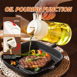 YARRAMATE YARRAMATE Oil Sprayer for Cooking, 2 in 1 Olive Oil Dispenser Bottle for Kitchen, 16oz/470ml Premium Glass Oil Bottle, Food-grade Oil Mister for Air Fryer, Salad, Frying, BBQ (Creamy White)