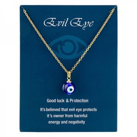 ALRNBY Gold Evil Eye Necklace for Women Protection Pendant Nazar Necklace Blue Eyes Men (Gold)