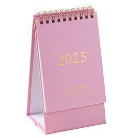 2025 Mini Desk Calendar New Year Flip Desktop Calendar 6.5" x 3.7" - Pink (Oct. 2024 to Dec. 2025)