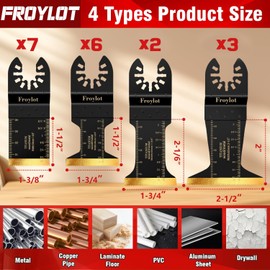 Froylot Latest Titanium Oscillating Tool Blades, Universal Multitool Blades for Metal Wood Cutting,Multi Tool Blades Kits Fit Dewalt Bosch Milwaukee Ryobi Rockwell Fein Makita(18pcs)