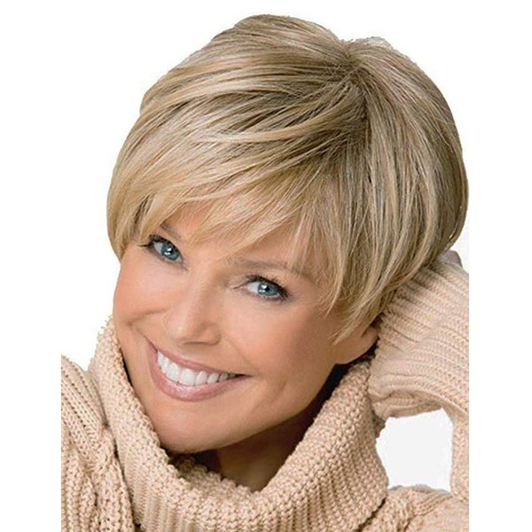 Royalfirst Short Light Wavy Hair Heat Resistant Wigs for Women with Wig Cap