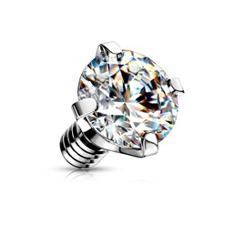 Paula & Fritz® Dermal Anchor Attachment Zirconia Various Colours Sizes and Thicknesses 316L Surgical Steel Skin Anchor Skin Diver Implant Ball, Stainless Steel, Cubic Zirconia