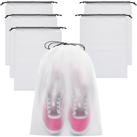 Vorspack Shoe Bags for Travel - 6 Pcs Transparent Drawstring Backpack Travel Shoe Bag Clear Drawstring Bag Large Shoe Organizer with Rope Travel Essentials for Men Women