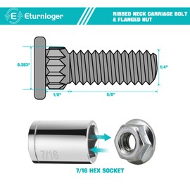 Garage Door Vertical/Curve Track and Extension Ladders Bolts & Lock Nuts, 1/4" x 3/4" Zinc Plated Flat Head Carriage Bolt with Knurled Neck (25 Sets)