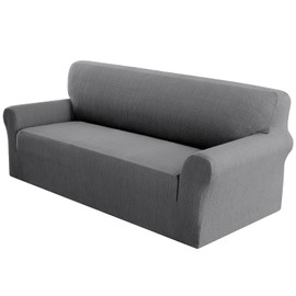 Princedeco Waterproof Couch Covers Slipcovers for Couches and Sofas,1 Piece Stretch Jacquard Sofa Slipcover Leakproof Pet Friendly Furniture Protector for Kids, Dog (Oversized Sofa, Grey)