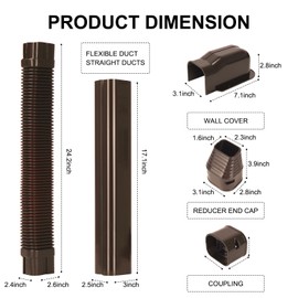 BEWAVE Mini Split Line Set Cover Kit, Decorative PVC Tubing Cover Kit for Mini Split Air Conditioners and Heat Pumps, 3" 10 Ft Brown