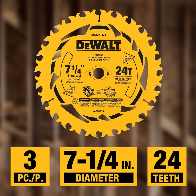 DEWALT 7-1/4 in Circular Saw Blade 24 Tooth with 5/8