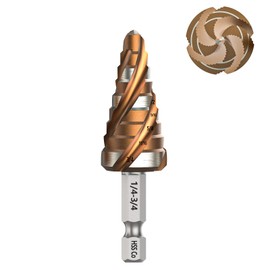 Bestwork 1/4"-3/4" M35 Cobalt Step Drill Bit, Four Spiral Flute Unibit Step Drill Bit Wear-Resistant TiAlN Coated, 1/4" Hex Shank for Metal, Carbon Steel, Stainless Steel, Wood, Plastic (9 Size)