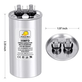 Capacitor for Air Conditioner 35 uf MFD 370 or 440 Volt VAC, Multi-Purpose Round Capacitor for AC Motor Run or Fan Motor Start or Condenser Straight