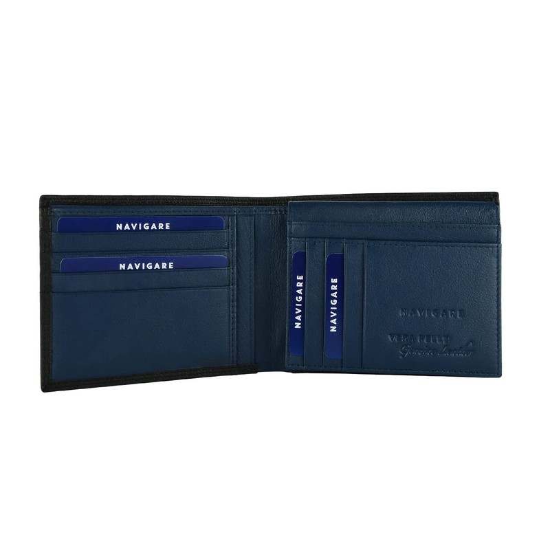 Navigare Men's Genuine Leather Wallet with Gift Box Black and