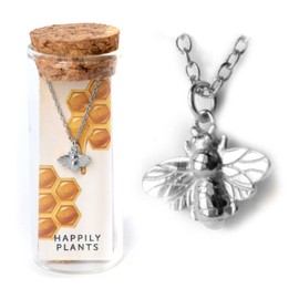 Bee Necklace Gift Set, 18k Gold Plated, Women Bee Butterfly Jewelry, Mother's Day Gift (Sterling Silver)