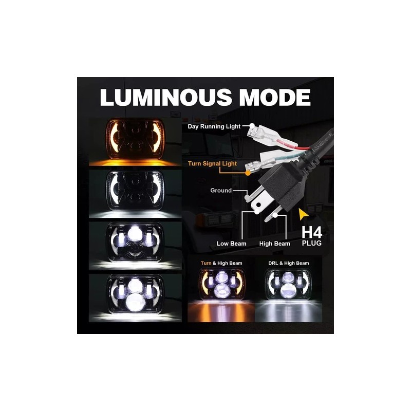 Unbranded DOT Approved Pair 200W 5x7" 7x6 LED Headlights for
