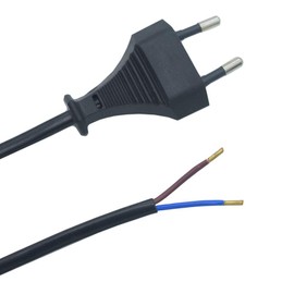1.50 m Connection Cable H03VVH2-F 2 x 0.75 mm² - Flexible Power Cord with Euro Plug for Lights and Electrical Devices