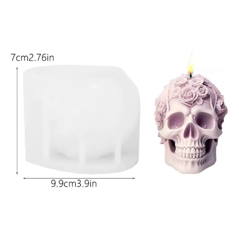 Molde De Silicon Calavera Rosas Velas Dia De Muertos