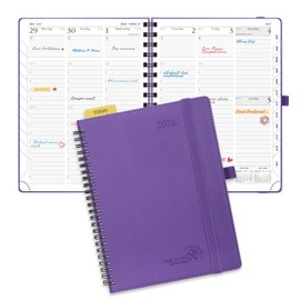 POPRUN 2026 Planner (Medium - 6.5'' x 8.5'') with Hourly Schedule, Vertical Layout - 2026 Weekly Calendar (Jan. 2026 - Dec.2026) for Time Management, Monthly Tabs, Spiral Bound, Soft Cover - Purple