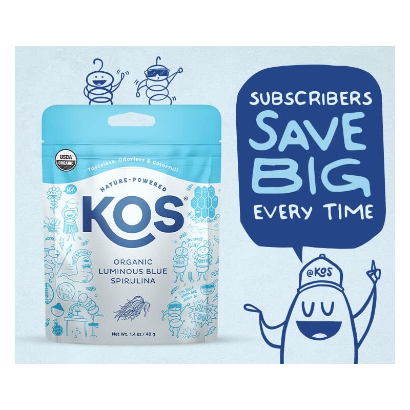 KOS USDA Organic Blue Spirulina Powder, Phycocyanin - Vegan Algae