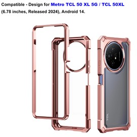 Ailiber for TCL 50XL 5G Case with Screen Protector, Dual Layer Shockproof Bumper, Clear Transparent [Anti Yellowing], Slim Scratch-Resistant Rugged Cover for TCL 50 XL-Rose Gold