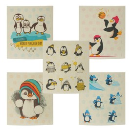 Reusable Swedish Dishcloths, Pack of 5 Cellulose Sponge Cloths, Eco-Friendly Absorbent Reusable Dish Cloth, Kitchen Eco-Friendly Odorless Cleaning Cloth (Penguins)
