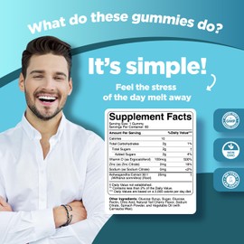 Calming Ashwagandha Gummies for Men and Women - 750mg Equivalent from 30:1 Root Extract with Zinc and Vitamin D - Tasty Adaptogen Stress Gummies for Adults for Energy & Mood Support (60 Servings)
