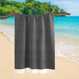 NATUR FUTURE Beach Towel Cotton Large XXL Bath Towel Shower Towel Bath Towel Hammam Towel Beach Towel Sports Towel Sarong Pareo Yoga Fouta Blanket Sauna Towel Spa (Anthracite, Jewel 100 x 200 cm)