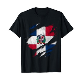 Coat of Arms Republica Dominicana Rip Reveal Dominican Flag T-Shirt