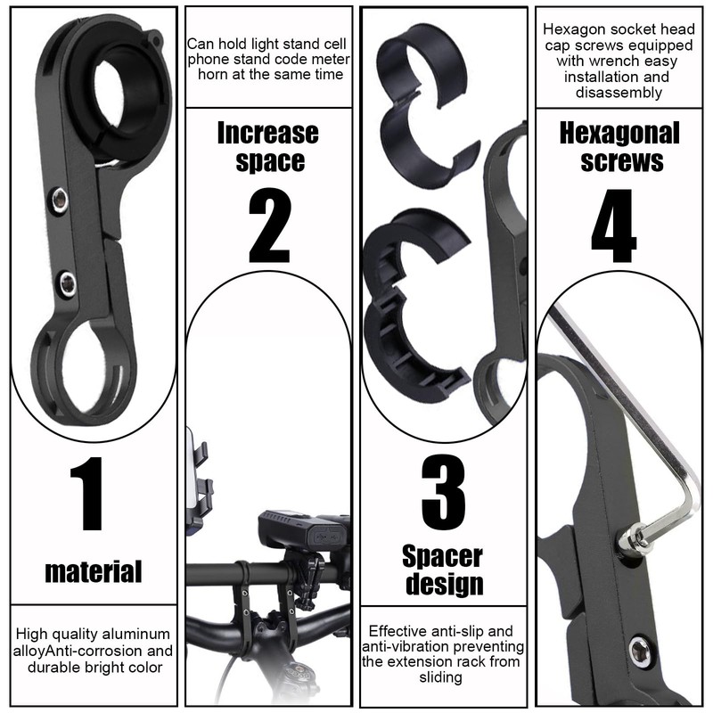 Huakaile 20cm Professional Handlebar Extension Frame Bike Handlebar Extend Bracket
