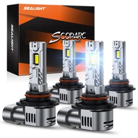 SEALIGHT 9005 9006 Bulbs 10,0000LM Higher Brightness 6500k Cool White with Cooling Fans, 9005/HB3 Light 9006/HB4 Powersports LED Fog Lights 52W High Power 1:1 Design, 4 Pack