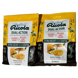 Ricola 2 XBags Ricola Dual Action Extra Relief Cough Drops Honey Lemon 19 Ct Exp: 12/24
