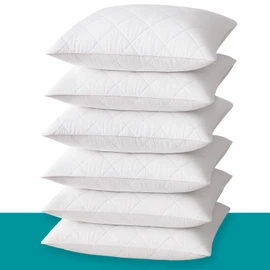 Joybees Pillow Protectors 6 Pack – White Quilted & Zipped Pillow Covers 48 x 74cm – Machine Washable, Soft & Breathable, Anti-Allergy Microfiber Pillowcase Protectors