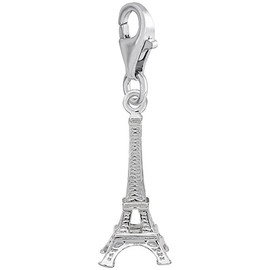 Rembrandt Sterling Silver Eiffel Tower Charm with Lobster Claw Clasp, Charms for Bracelets and Necklaces