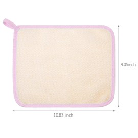 5 Pieces Exfoliating Face and Body Wash Cloths Towel Weave Bath Cloth Exfoliating Scrub Cloth Massage Bath Cloth for Women and Men (Pink Edge, 10.63 x 9.05 Inch)